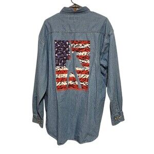 Neil Diamond Live 2001 Concert Tour Shirt Button Front Blue Cotton Mens Size XL